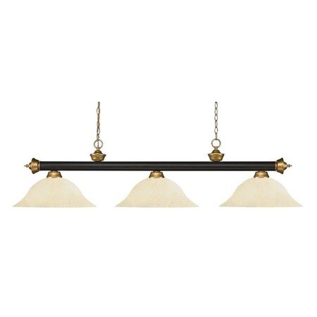 Z-Lite Riviera 3 Light Billiard Light, Bronze + Satin Gold & Golden Mottle 200-3BRZ+SG-GM16